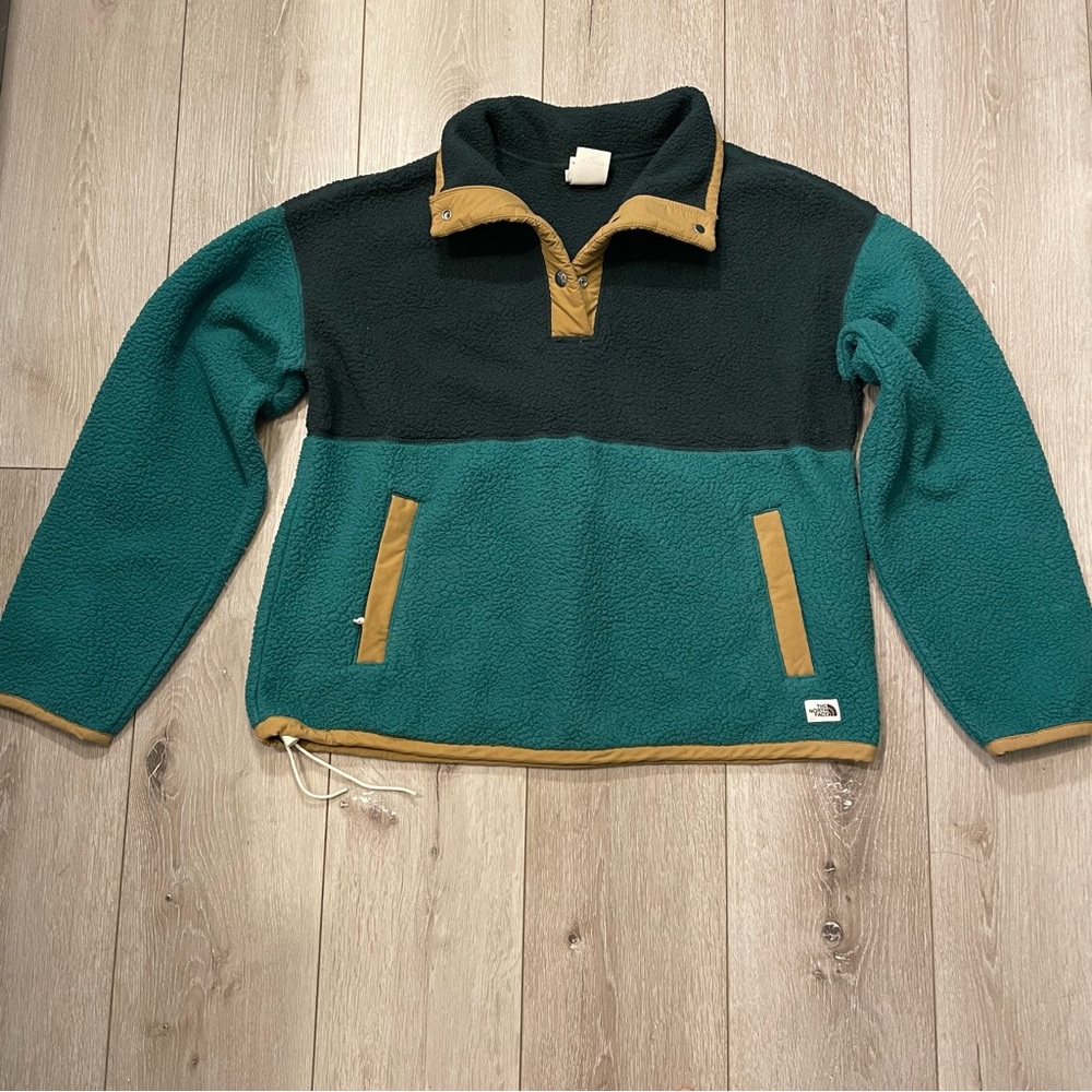 The North Face Cragmont Fleece Pullover‎ Evergreen/Black Colorblock Women Medium - Picture 3 of 9